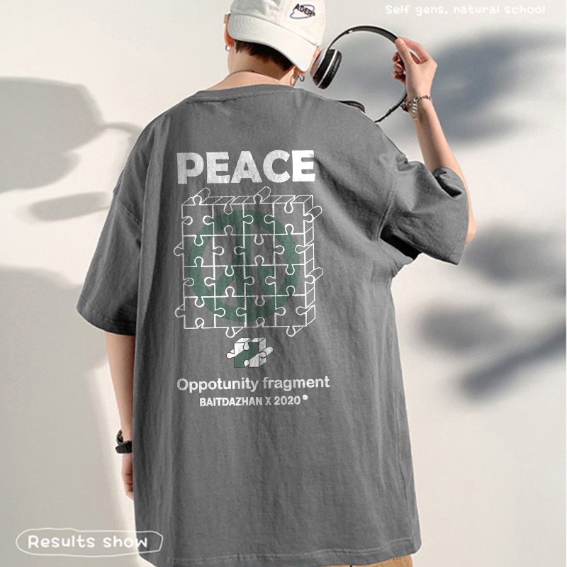 Áo thun tay lỡ unisex nam nữ phông form rộng teen cổ tròn oversize cotton PEACE giá rẻ màu đen trắng tee pull freesize