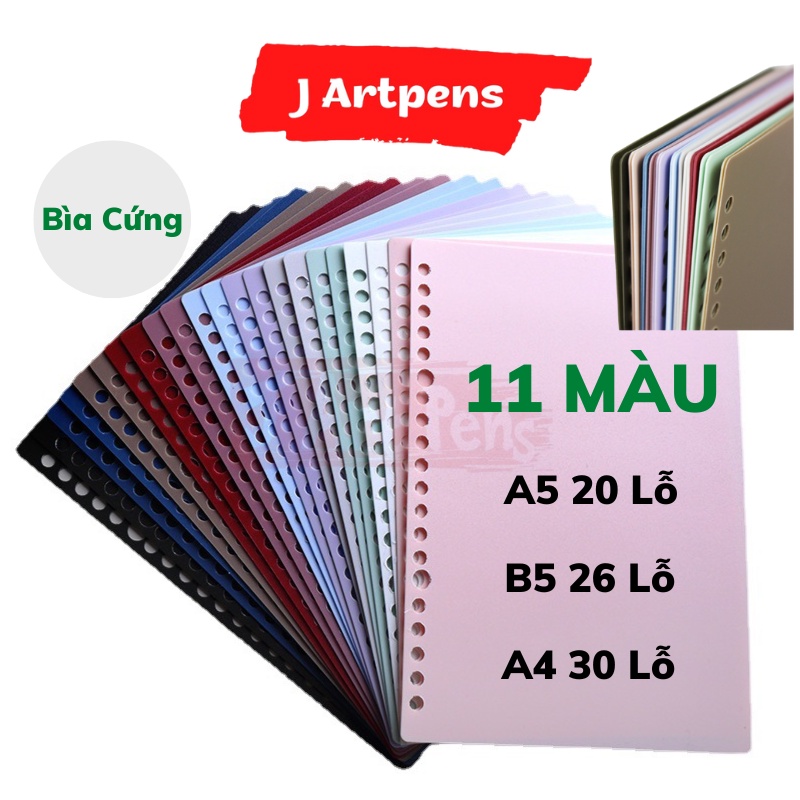Bìa Còng Rời Nhiều Màu Bìa Lá Nhựa Làm Sổ Tay Caro Handmade Bullet Journal A5 B5 A4 20 26 30 Lỗ Xanh Hồng Đen