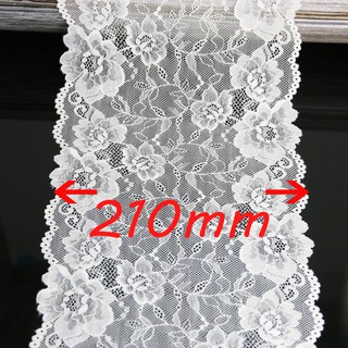 Cuộn dây ren trắng co giãn 21cm để trang trí