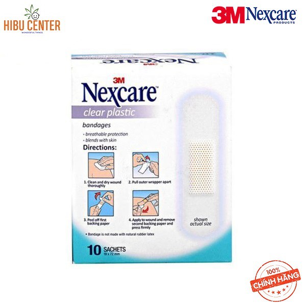 Hộp 100 Miếng Băng Keo Cá Nhân Trong Suốt 3M Nexcare 10 miếng/gói, 10 gói/hộp - XH002023386 – Chính Hãng – HIBUCENTER