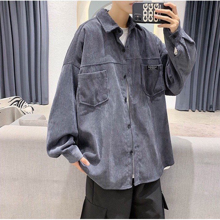 [ Có ảnh thật ] Áo sơ mi unisex form rộng - somi nam nữ sọc số 3