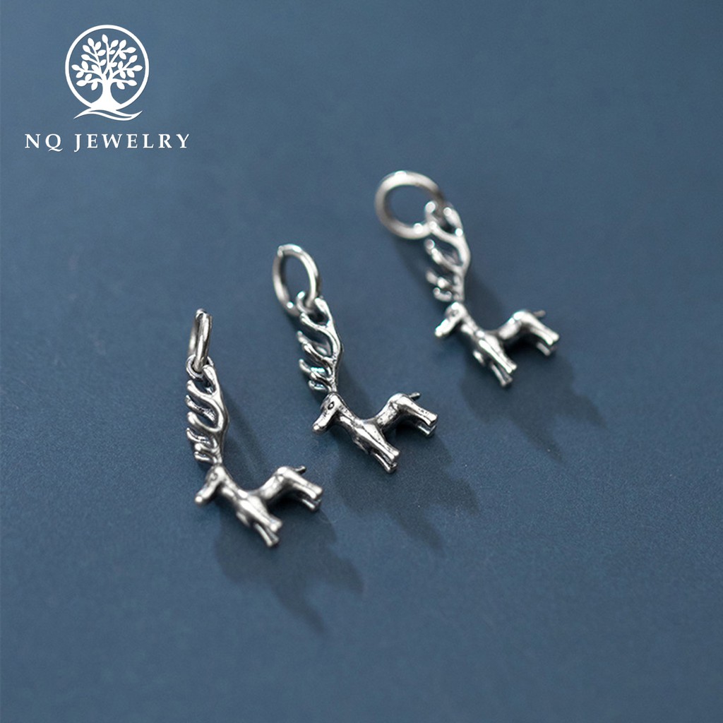 Charm bạc con hươu sừng dài treo - NQ Jewelry