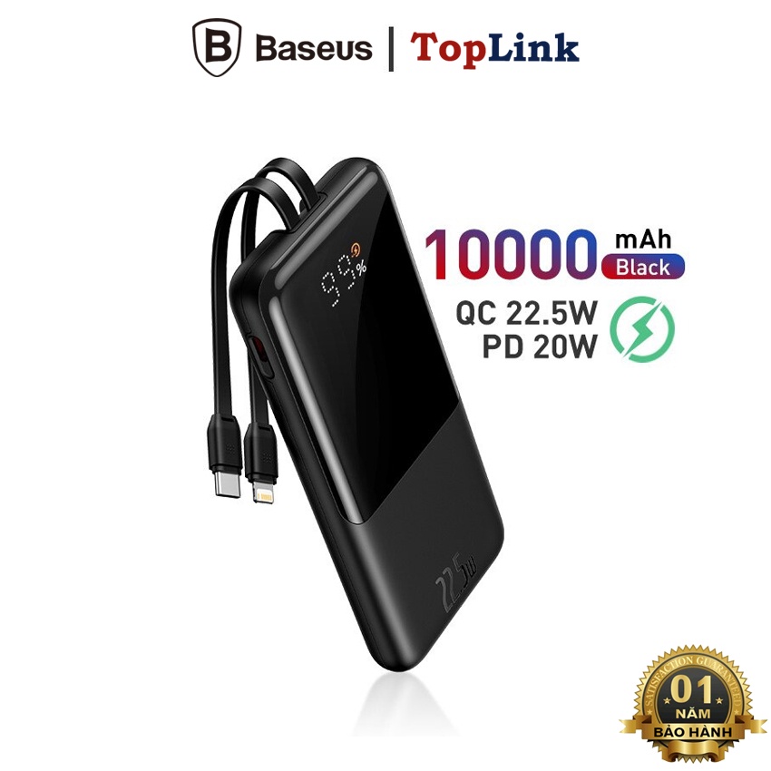 Pin Sạc Dự Phòng Siêu Nhanh Elf Digital Display Fast Charge Power Bank 10000mah 22.5W Baseus