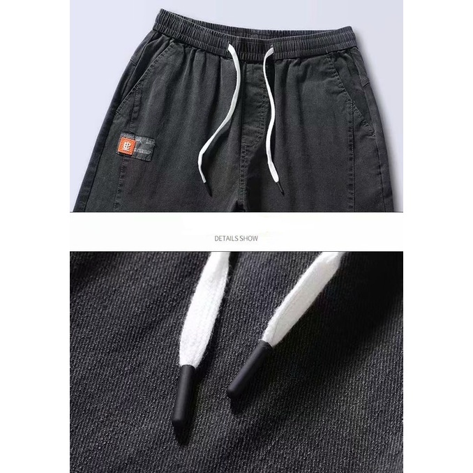 Quần Jeans Jogger nam màu đen logo thêu bó gấu lưng chun 745w 2021 pon.mens | BigBuy360 - bigbuy360.vn