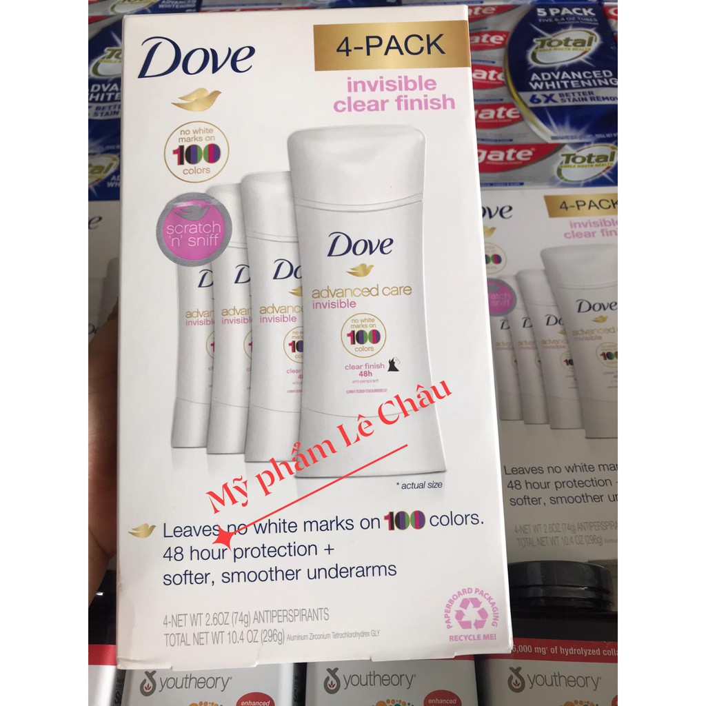 ( Chuẩn Mỹ) Lăn khử mùi Dove Advanced Care 100 Colors Clear Finish 74g