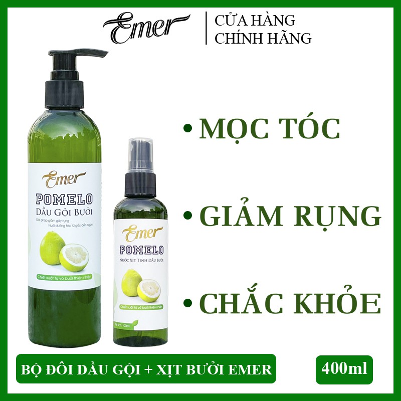 Bộ đôi dầu gội xịt tinh dầu bưởi kích mọc tóc pomelo Emer Garin dưỡng tóc