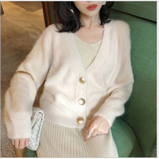 Áo cardigan trắng 3 cúc màu trắng