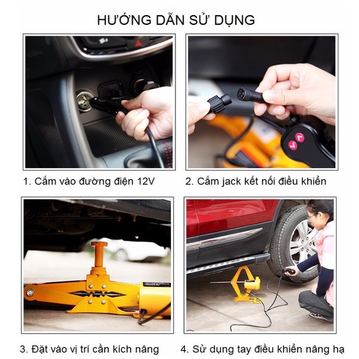 Con đội điện, bộ nâng kích gầm 3 trong 1 dùng cho xe ô tô thương hiệu ROGTZ TY-42EJ-S, 3 tấn, 12V, tích hợp bơm lốp