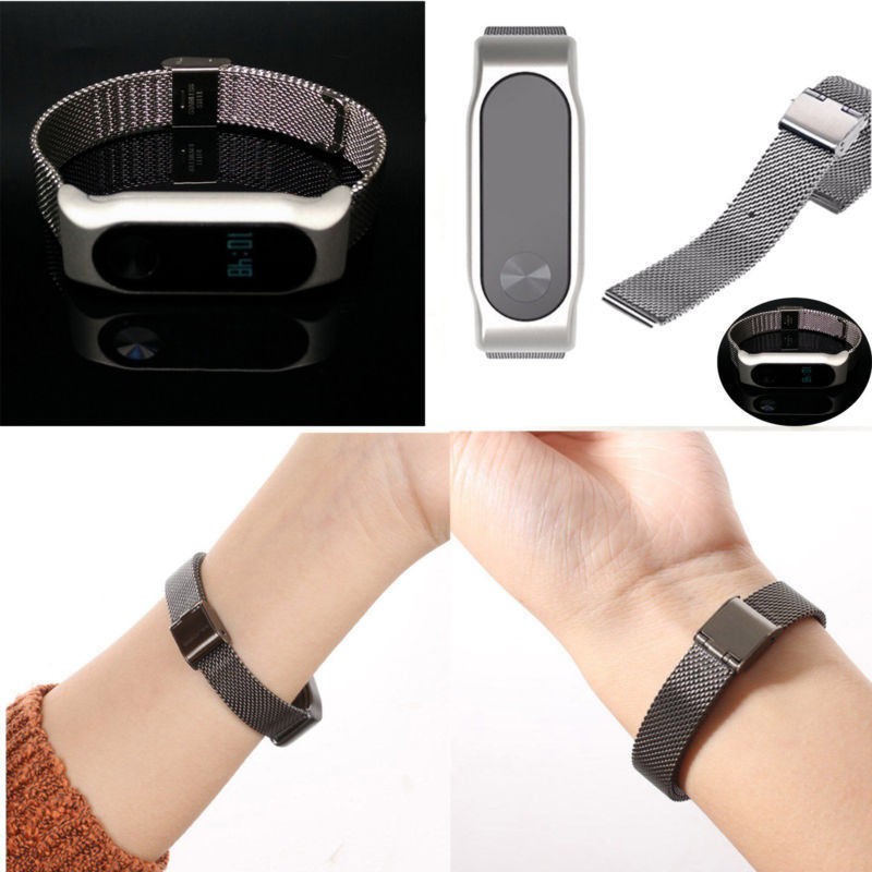 Dây Đeo Thay Thế Chất Liệu Kim Loại Dạng Lưới Thời Trang Cho Xiaomi Mi Band 2