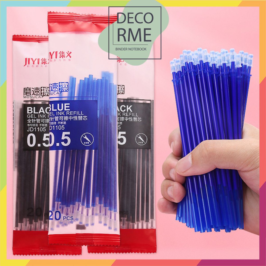 Ngòi bút gel xóa được DecorMe JY Resun ruột bút đen xanh 13cm xóa nhiệt