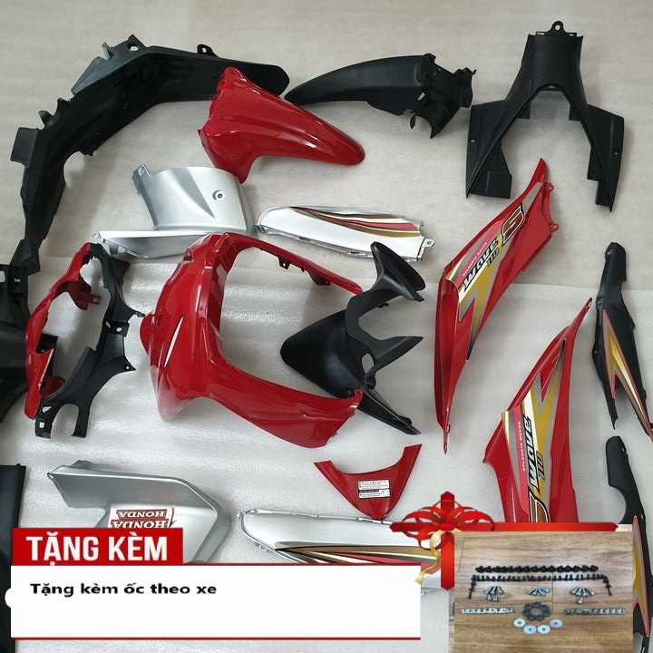 Bộ nhựa Wave S110 đời 2008 đến 2010 Màu Đỏ Đun  Dàn áo xe Wave S110 - B545