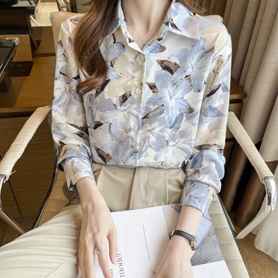 Áo Sơ Mi chiffon Tay Dài In Họa Tiết Thời Trang Mùa Thu Mới Cho Nữ