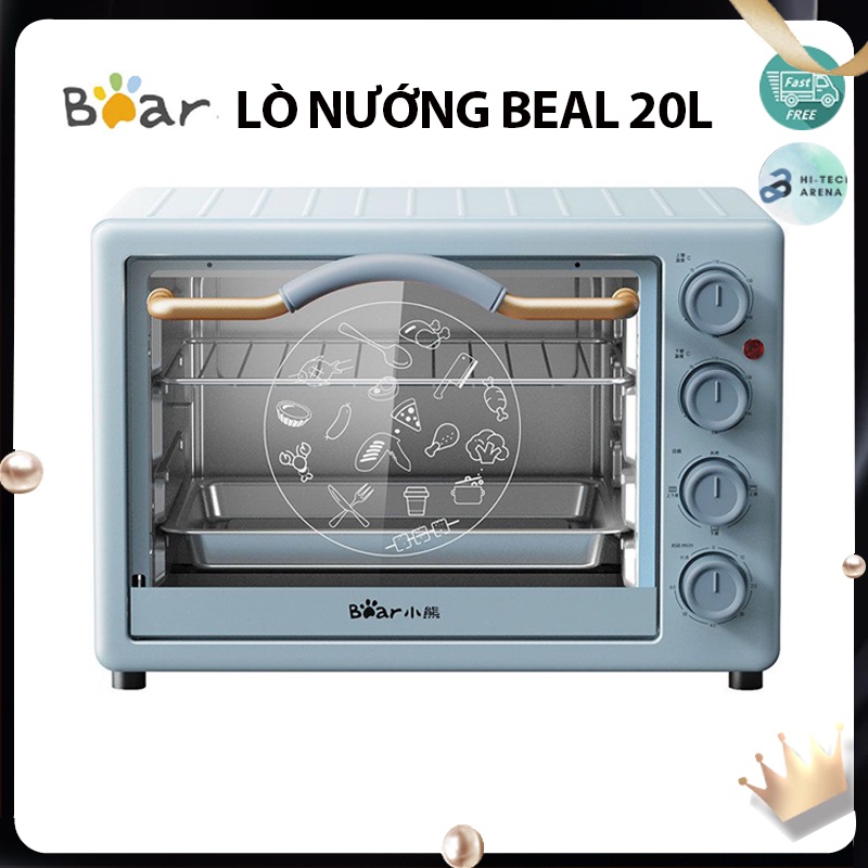 🔥 Lò nướng điện Bear DKX-C20D1 cho gia đình dung tích 20L, chế độ tự động, màu sắc trẻ trung, bán chạy