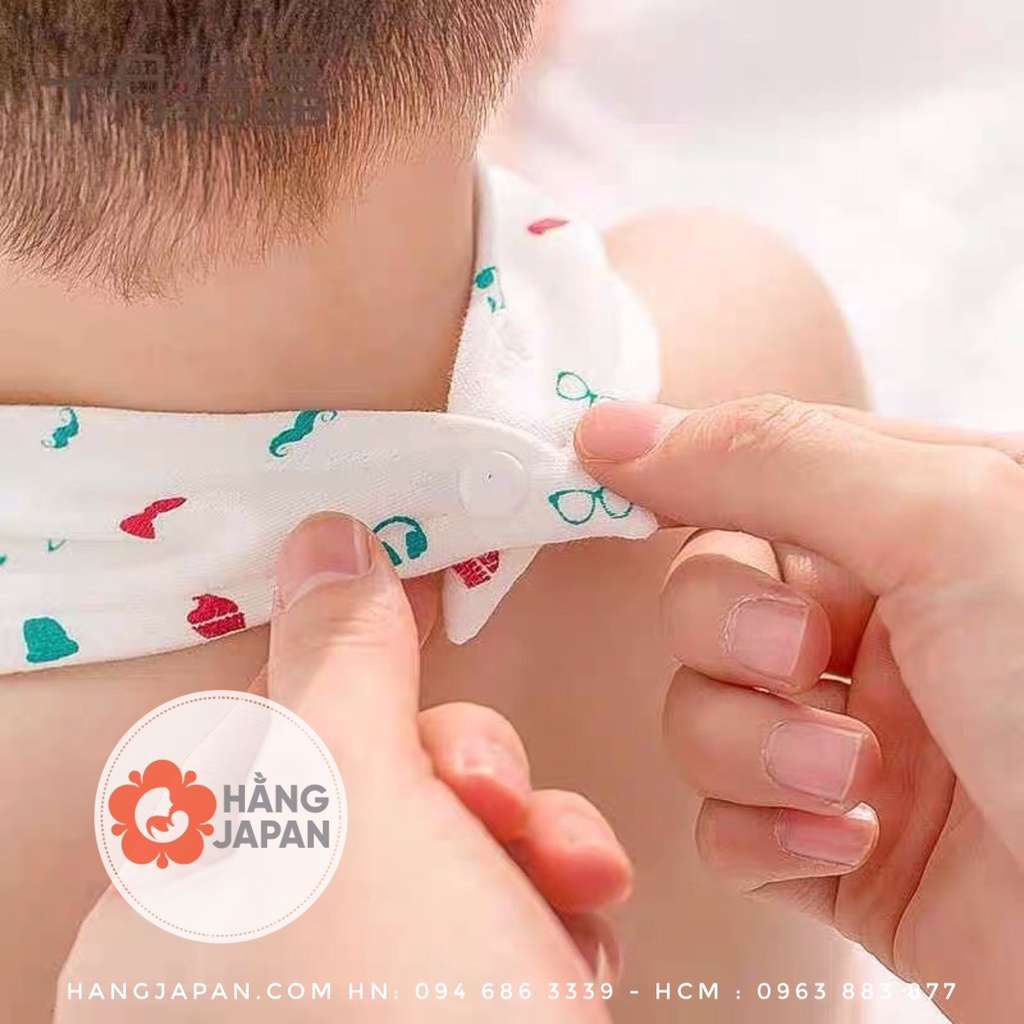 Yếm tam giác cotton cocoon có nút cài 2 lớp cho bé màu ngẫu nhiên