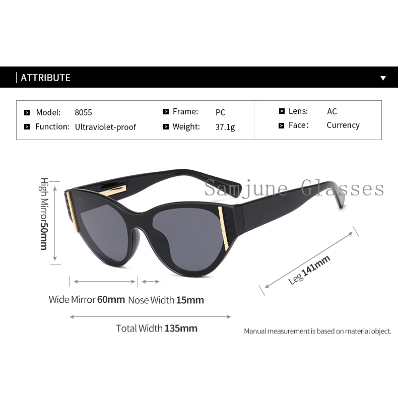 Kính mát chống tia UV phong cách retro thời trang sang trọng cho nữ SAMJUNE