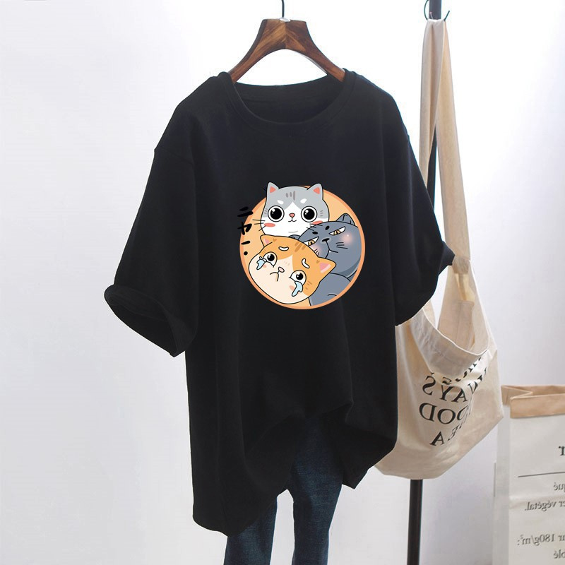 NRVP Áo thun tay ngắn dáng rộng in họa tiết thời trang mùa hè phong cách Hàn Quốc mới 2021