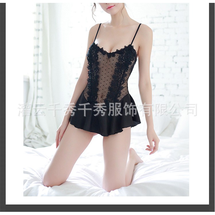 Bộ đồ ngủ mặc nhà sexy dáng váy chất phi lụa hàng quảng châu cao cấp k1