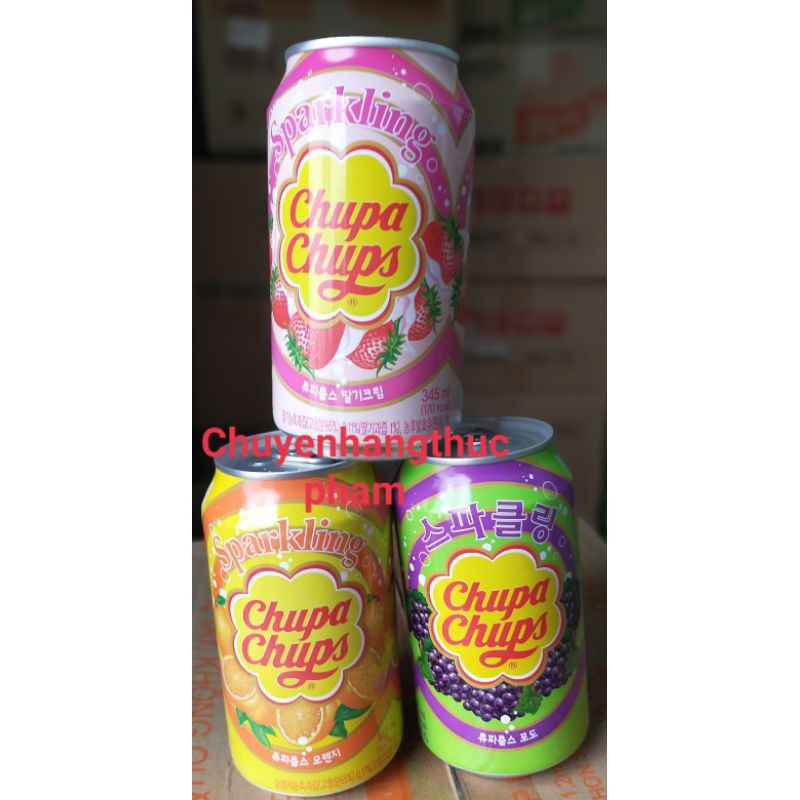 (3 vị) Nước ngọt soda Sparkling Chupa Chups lon 345ml