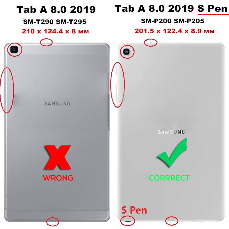 Bao da chống sốc cho máy tính bảng  Samsung Galaxy Tab A 8.0 with S Pen SM-P200 SM-P205 2019 Tablet  case Vỏ bảo vệ