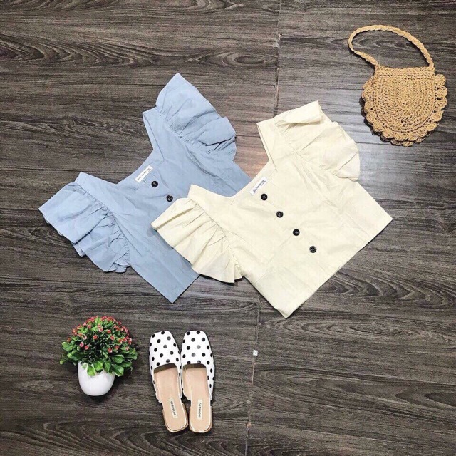 Áo croptop tay cánh tiên | BigBuy360 - bigbuy360.vn
