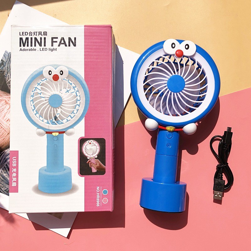 Quạt Mini Cầm Tay Hình Doremon - Quạt Tích Điện Mini - Cán Gập Lại Được Siêu Dễ Thương