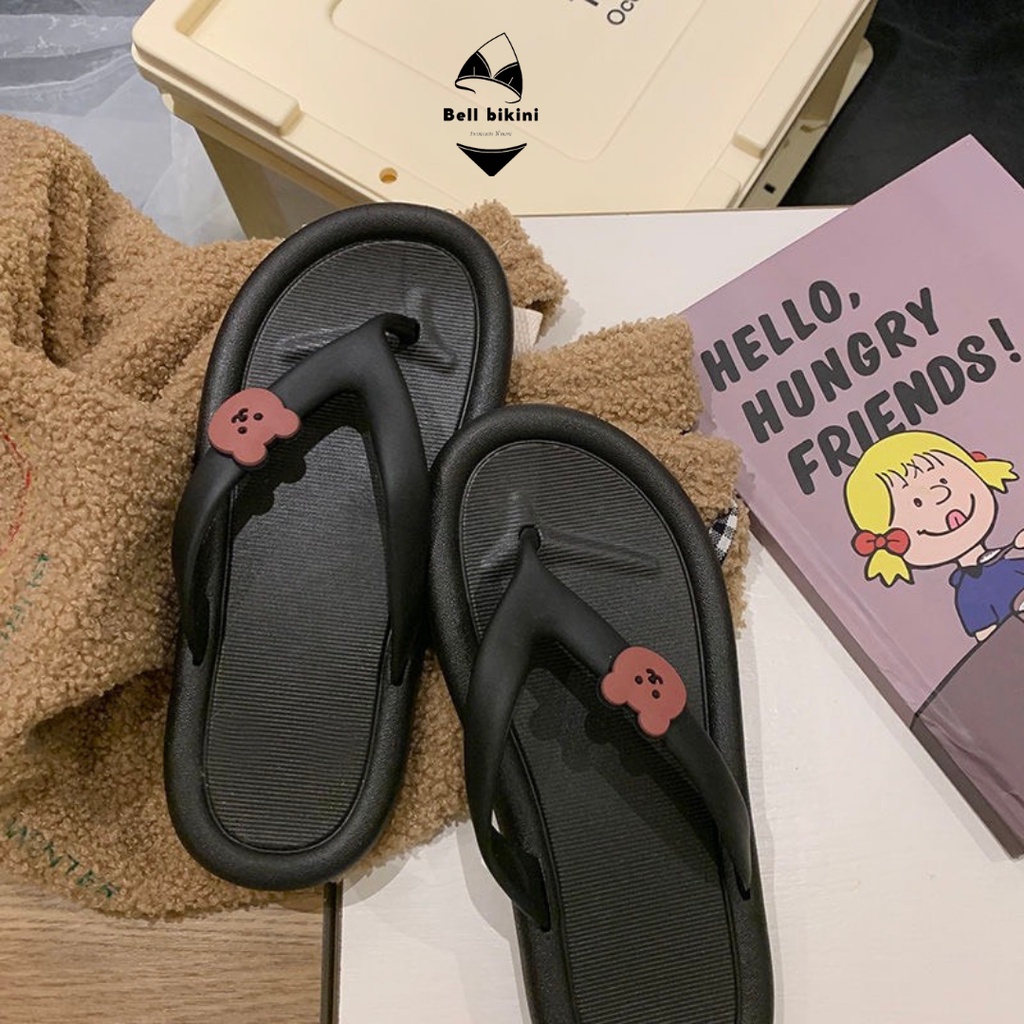 Dép Xỏ Ngón Nữ Hình Gấu Nhiều Màu Thời Trang Hàn Quốc - Dép Tông Đi Biển Kẹp Ngón Nữ Cute Dễ Thương - Bellbikini - D013