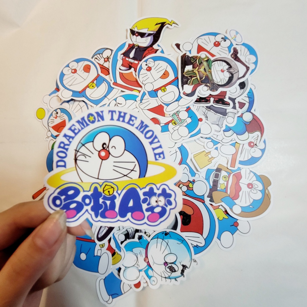 Sticker hình dán Doraemon chống thấm nước dùng để trang trí laptop, kệ tủ, đồ dùng , ...