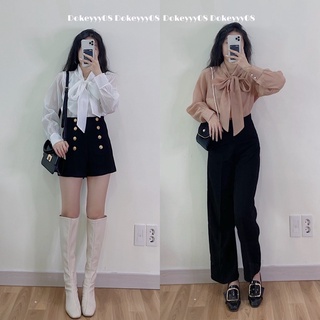 Áo sơ mi voan cổ nơ 488