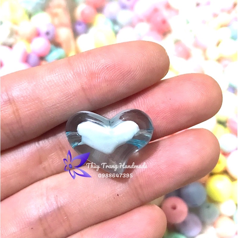 Charm nhựa acrylic hình TRÁI TIM (có lỗ xỏ) làm đồ trang sức handmade, diy