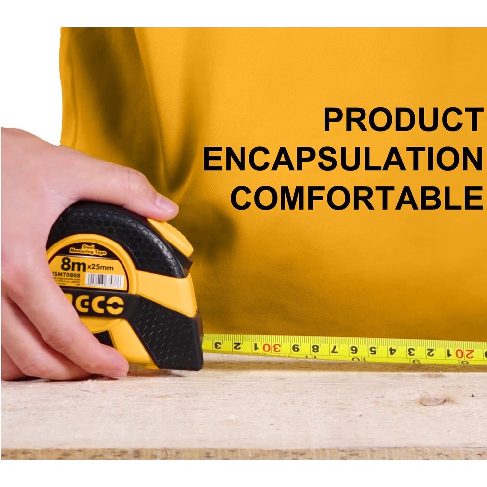 INGCO Thước kéo cuộn 8 mét x 25mm thép nền vàng Steel Measuring Tape HSMT0808