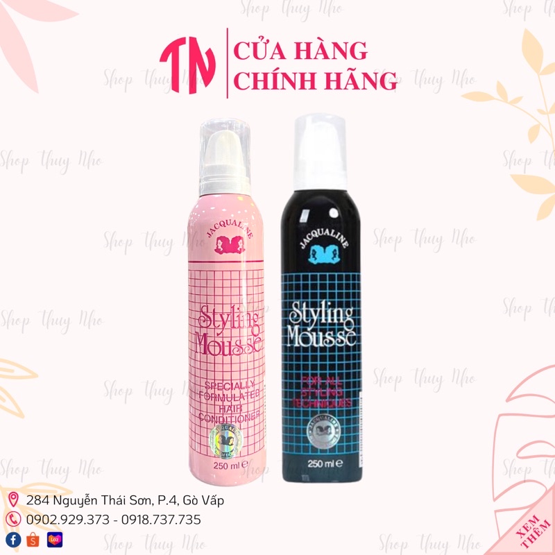 [CHÍNH HÃNG] Mousse, gôm xịt tóc tạo kiểu, giữ nếp lâu Jacqueline, Jacqualine dành cho mọi loại tóc - 250ml