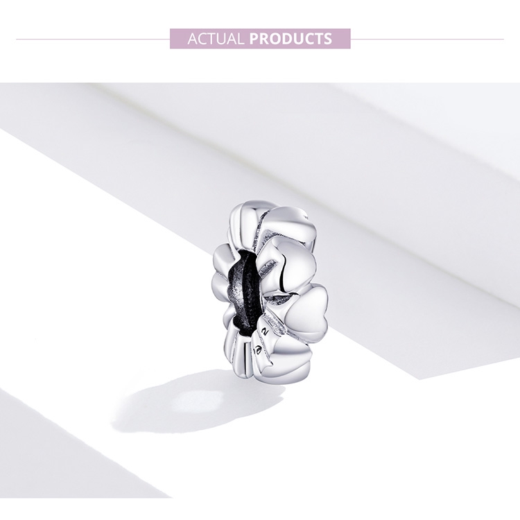 Hạt charm Bamoer SCC1521 bằng bạc 925 hình trái tim trang trí vòng tay cho nữ