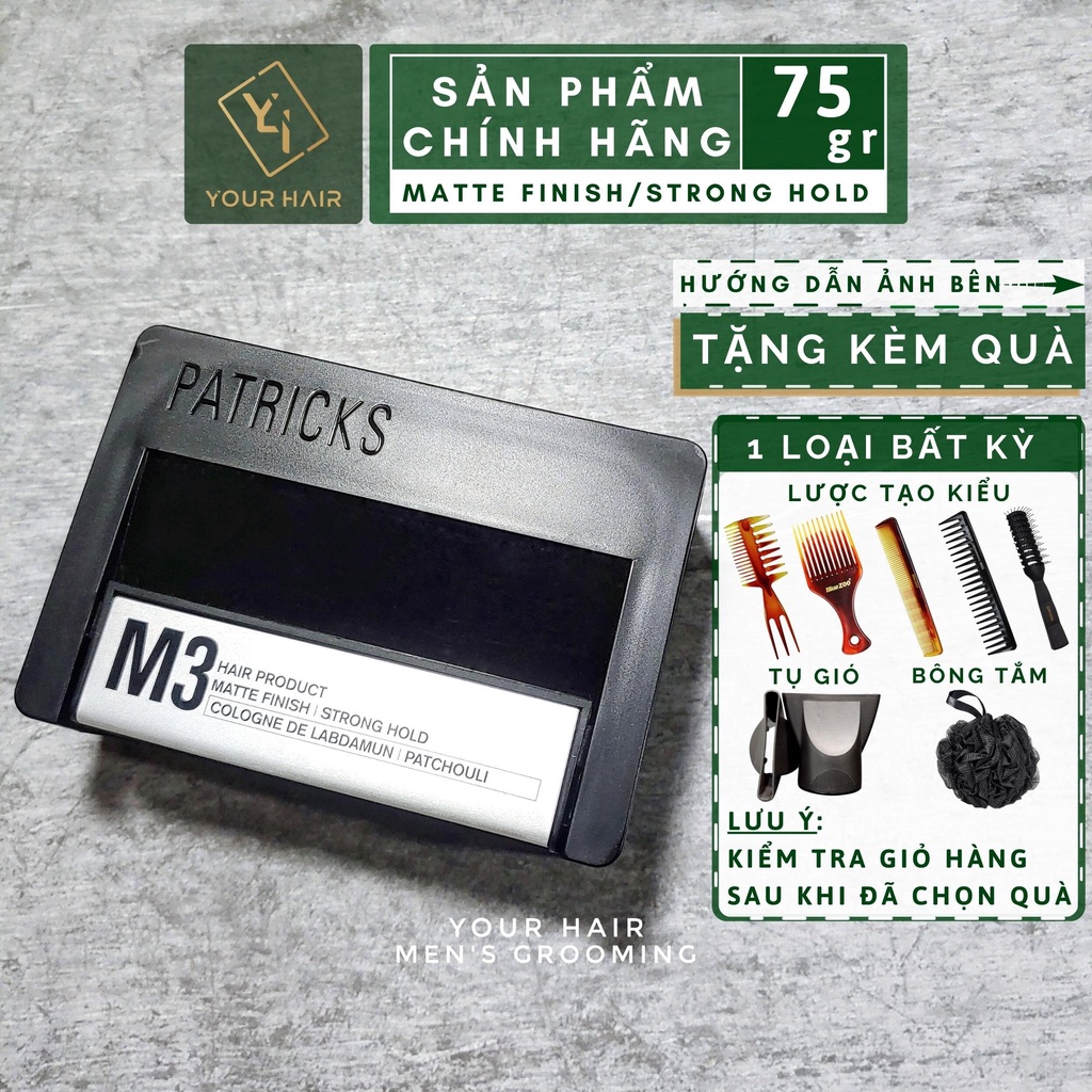 Sáp vuốt tóc PATRICKS M3 Matte Finish | Strong Hold - 75gr