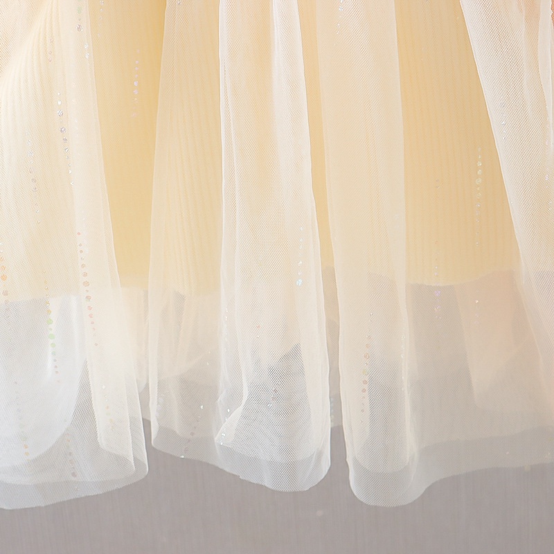 Đầm Công Chúa Tay Dài Phồng Bằng Vải Gauze Cổ Thuyền Có Nơ Cho Bé Gái 0-4 Tuổi