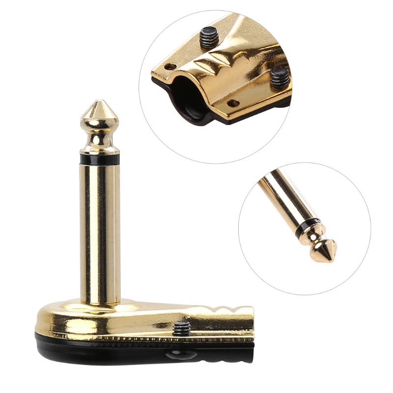 SUN 1/4&quot; 6.35mm Mono Jack Right Angle Plug Flat Male Guitar Effects Pedal Connector