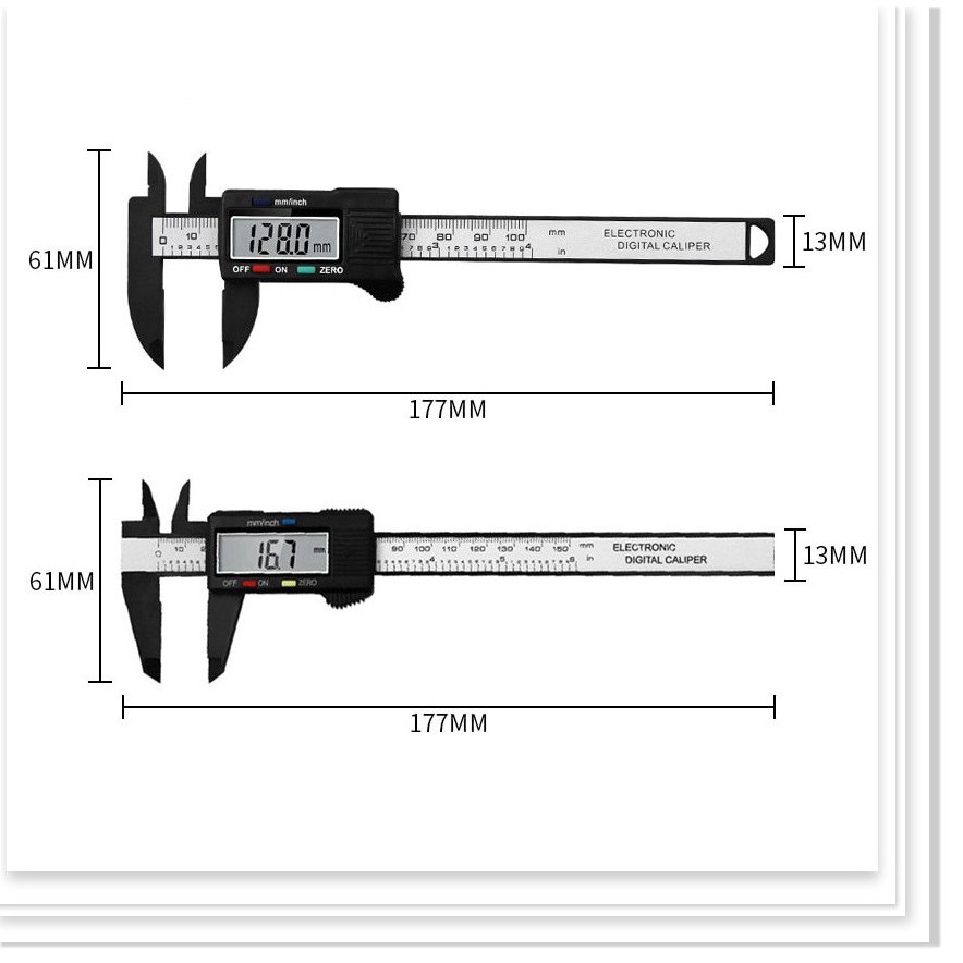 Thước cặp kỹ thuật số điện tử 150mm Thước cặp sợi carbon Quay số Vernier Thước cặp Thước đo Micrometer Công cụ đo lường