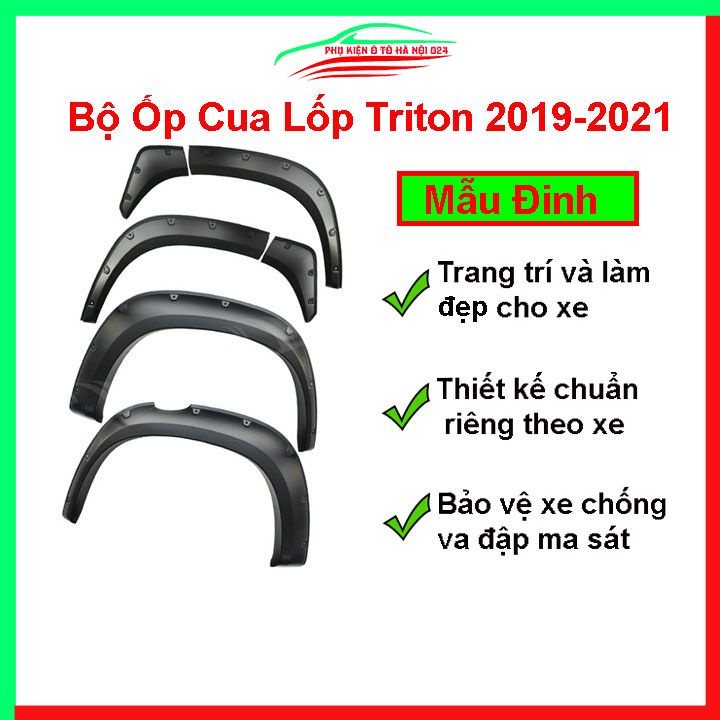 Bộ ốp cua lốp xe ô tô Triton 2019-2021 loại đinh trang trí bảo vệ lốp xe