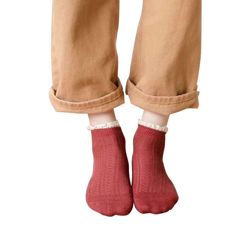[TonaShoe] [Tất Nữ] Vớ Cổ Ngắn Unisex Cổ Bèo Vải Loại 1