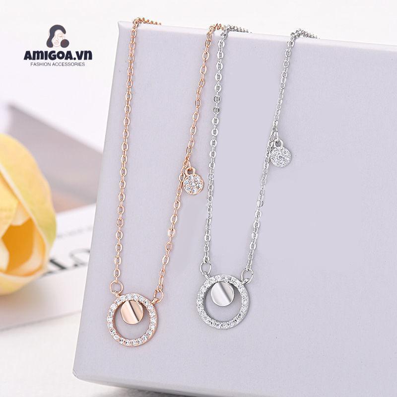 ✨✨ Vòng cổ Mặt Đĩa Nhỏ Đính Kim Cương Sang Trọng Nhẹ Nhàng