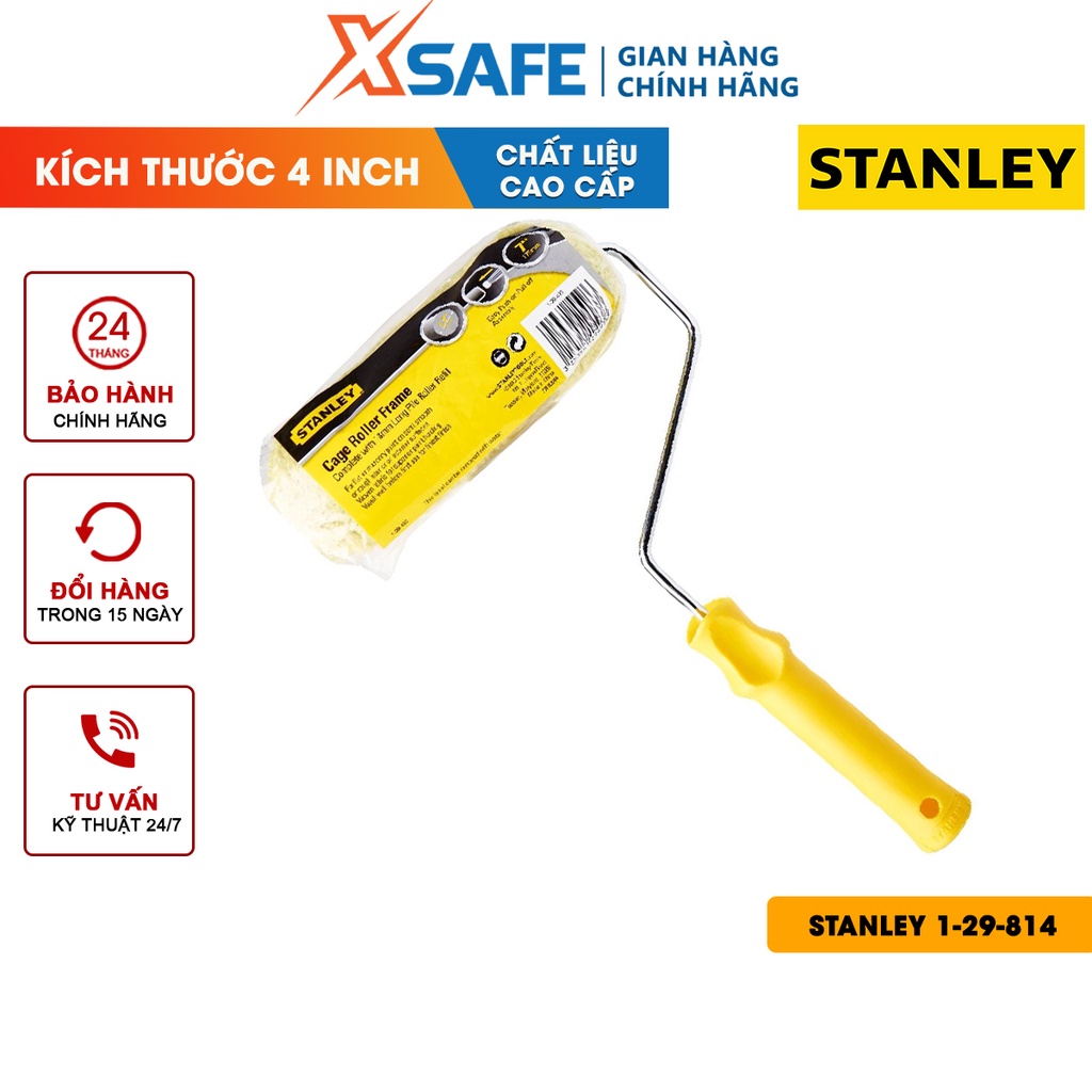 Lăn sơn STANLEY 1-29-814 100mm Con lăn sơn tay cầm nhựa thoải mái, vải bông mềm thấm tốt, lăn êm, sơn ra đều