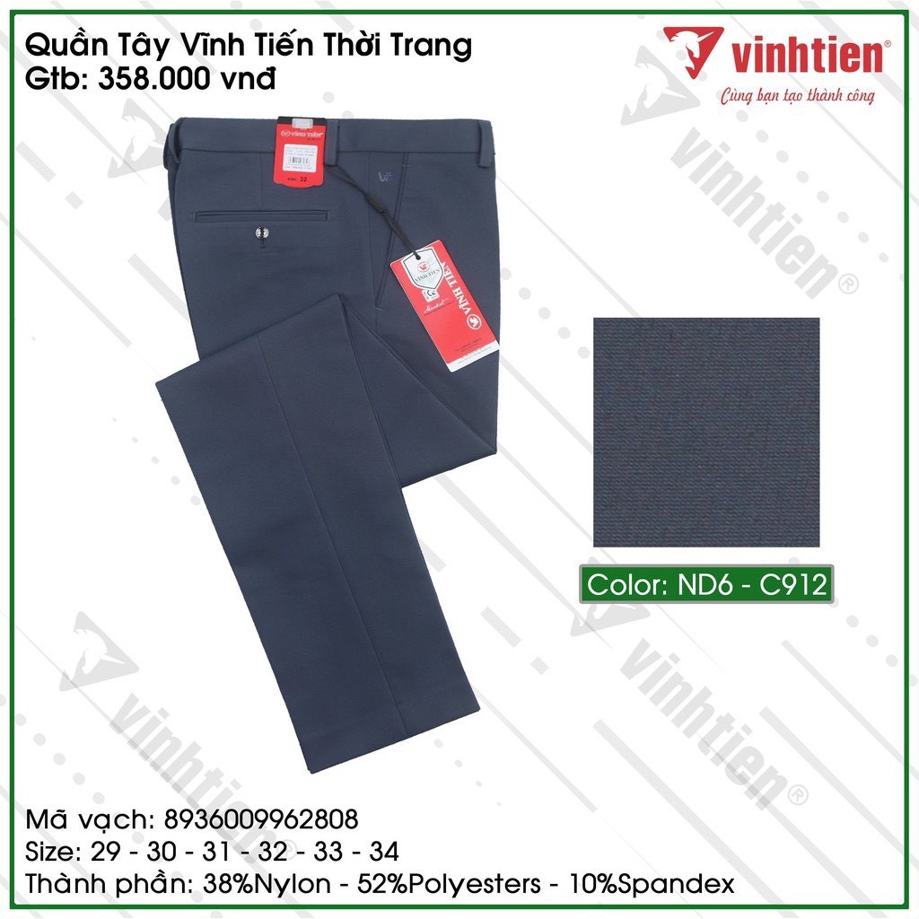 Quần Tây Nam Slimfit Dáng Trẻ Vĩnh Tiến 358
