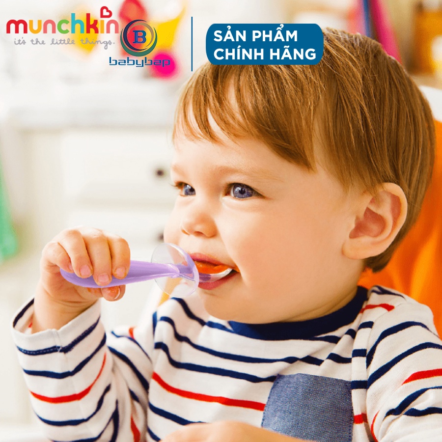 Bộ 2 Thìa Silicone Tập Xúc Chống Hóc Munchkin Phù Hợp Với Bé Từ 6 Tháng Tuổi Trở Lên