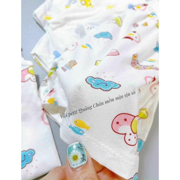 Bộ quần áo dài tay unchi sợi peptit chất cực mát cho bé 3-9kg / nhiều mẫu