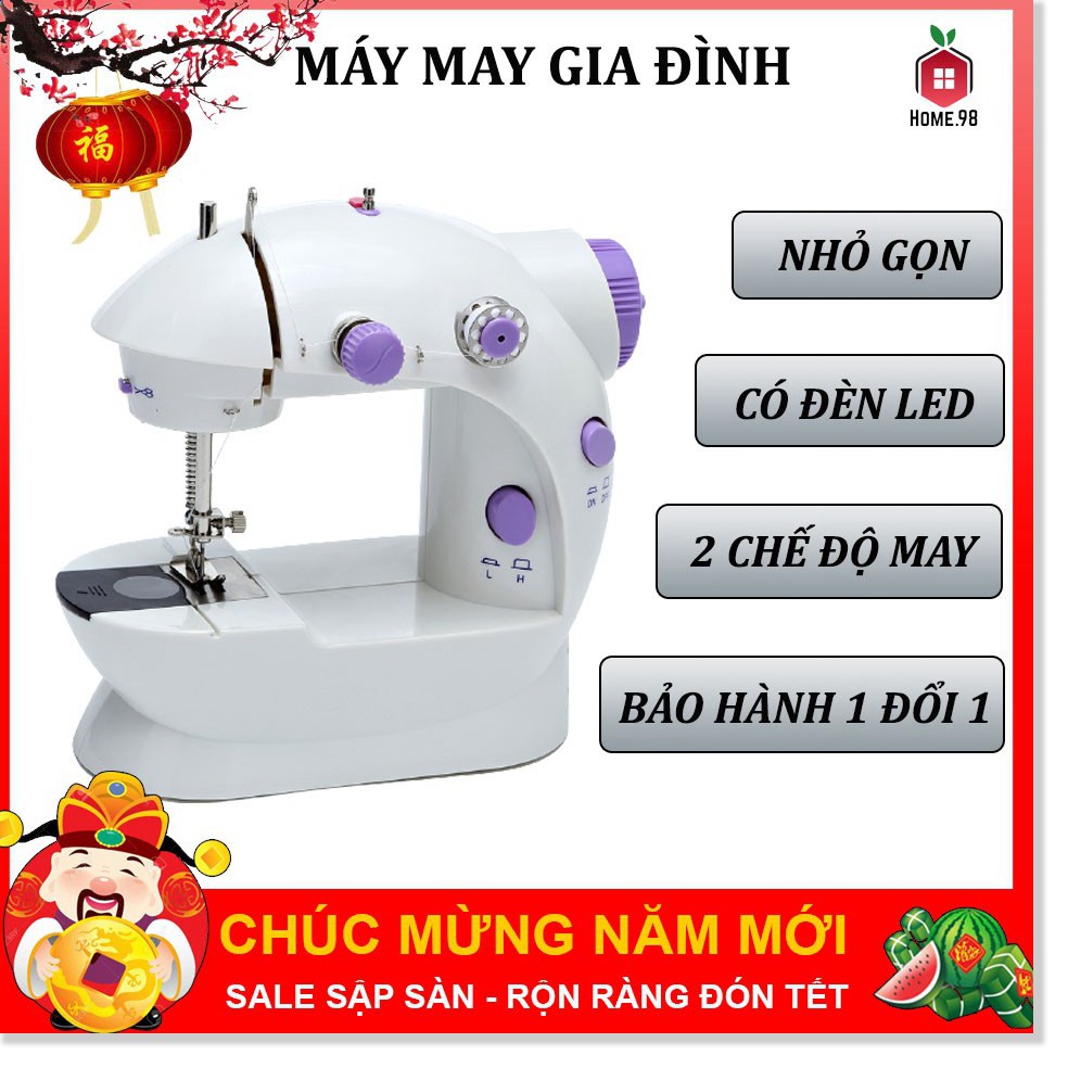 [HÀNG LOẠI 1] Máy Khâu Mini Gia Đình Tiện Dụng - Máy May Mini 2 Chế Độ Nhanh Chậm Có đèn LED - Tặng Kèm 4 Suốt Chỉ