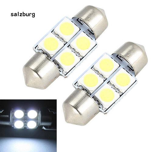 Set 2 bóng đèn bên trong xe hơi 31MM 4 SMD 5050 LED DC 12V chuyên dụng