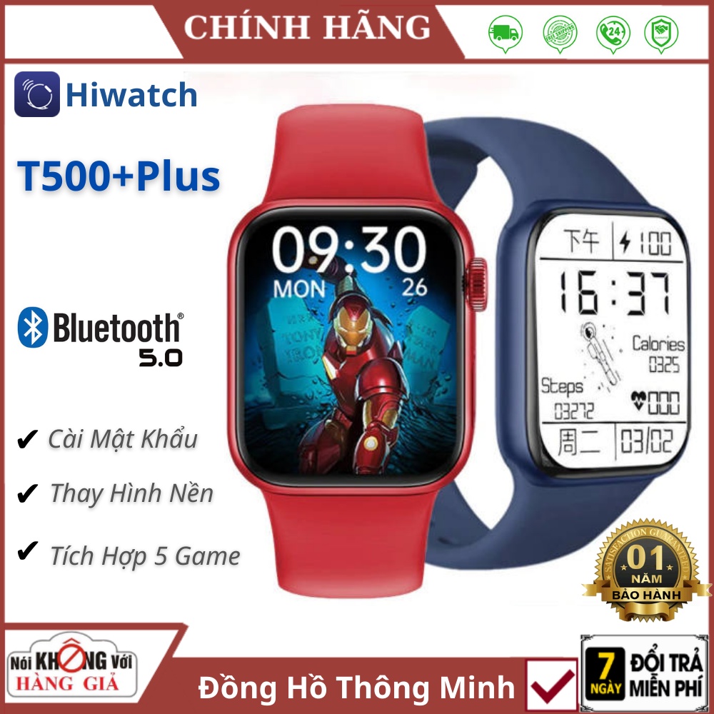 Đồng hồ thông minh T500+Plus Series 7 Định vị, Thay Dây, Thay hình nền, Nghe Gọi, Chơi game - Bảo hành 12 tháng