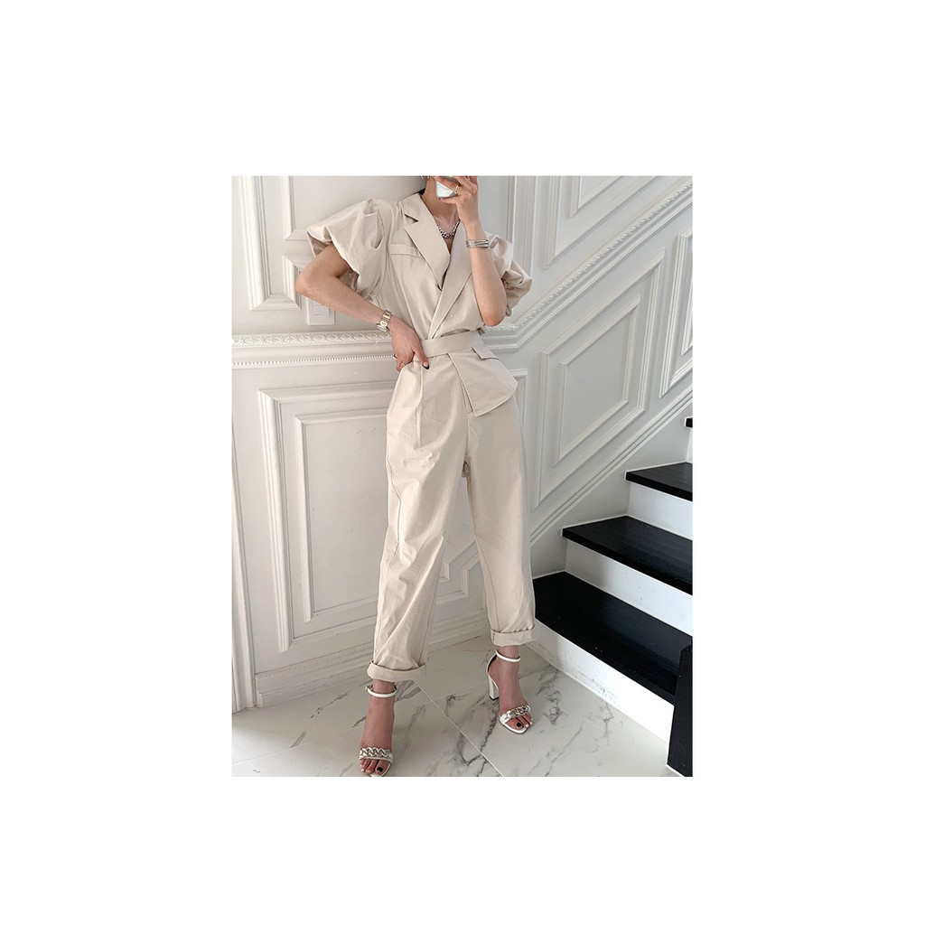 Jumpsuit Tay Phồng Ngắn Thiết Kế Dễ Thương Cho Nữ