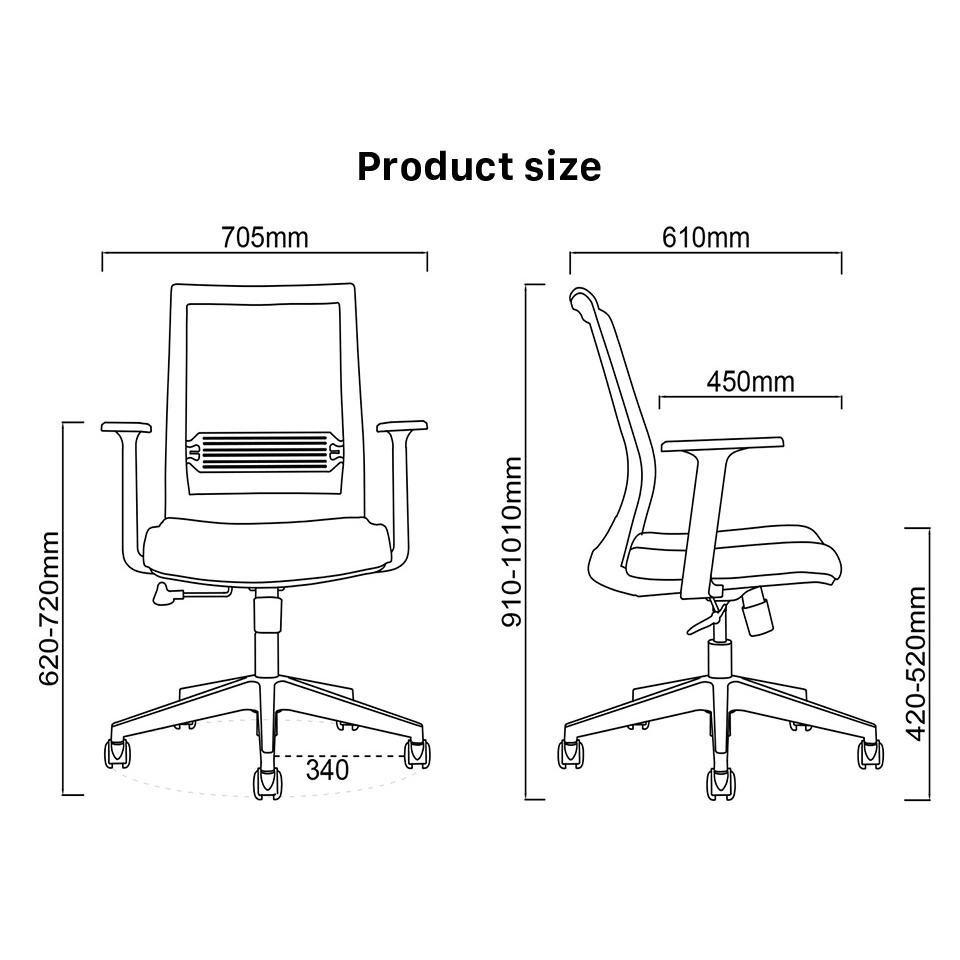 Ghế xoay văn phòng GOVI Felix F6042B-2 chân ghế nhựa, tựa tay cố định, mâm ghế có cơ chế ngả sau, khóa cố định 1 vị trí.