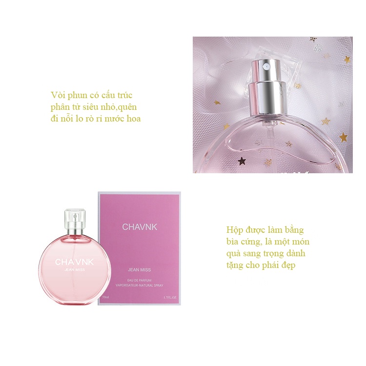 Nước hoa nữ mini chính hãng thơm lâu Chavnk thơm nhẹ nhàng, khiến chàng xao xuyến, 50ml