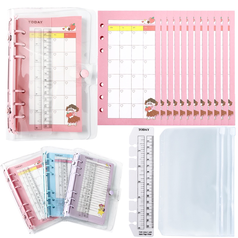 Sổ Tay 6 Vòng Trong Suốt Thiết Kế Dễ Thương Nhỏ Gọn Tiện Dụng Cho Học Sinh